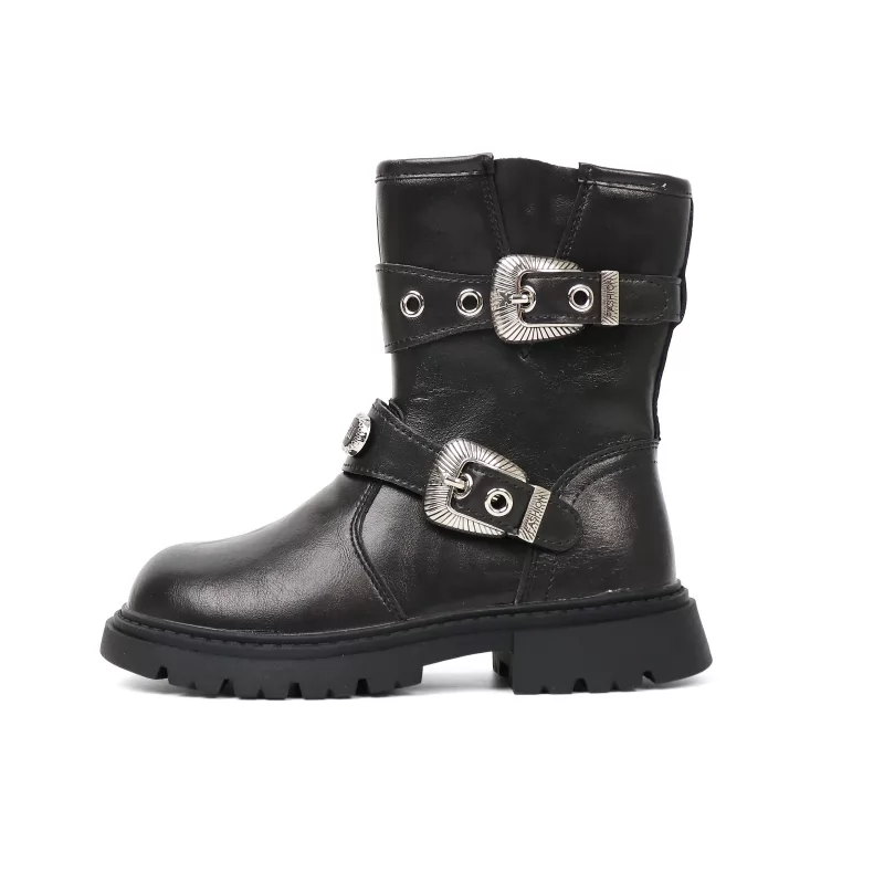 Botas para niños con estilo al por mayor de fábrica de invierno Botas de cuero para niñas al aire libre Botas altas informales antideslizantes de calidad para niños