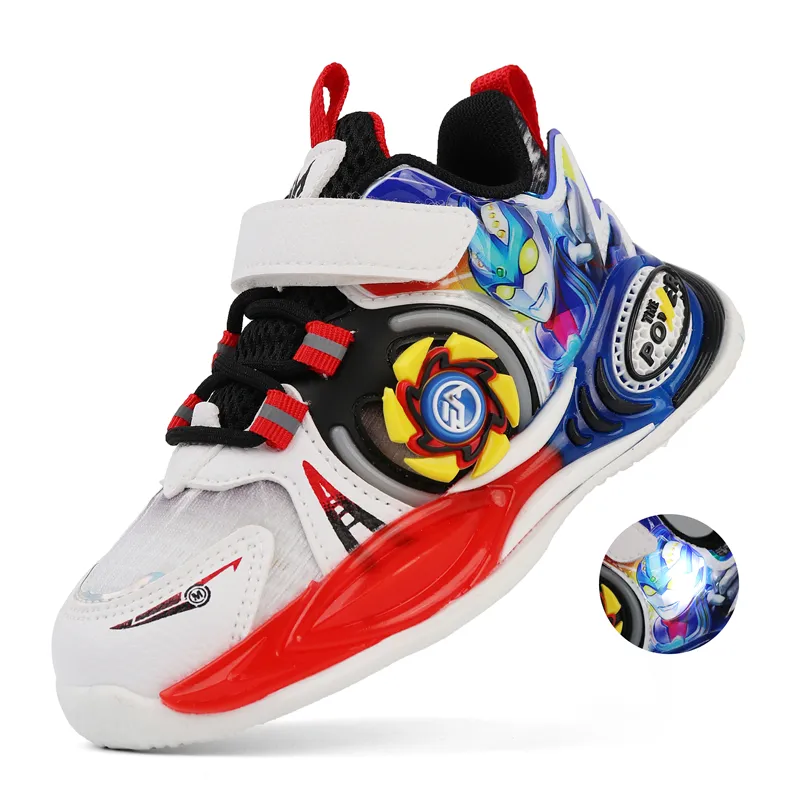 Zapatos deportivos transpirables de malla con luces para niños de primavera y otoño