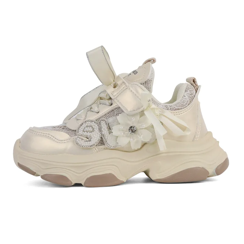 Zapatos de niña de malla de encaje lindos de otoño