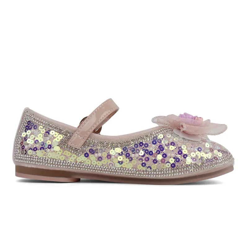 Zapatos de cristal de suela blanda para niños, bonitos zapatos de princesa con lentejuelas