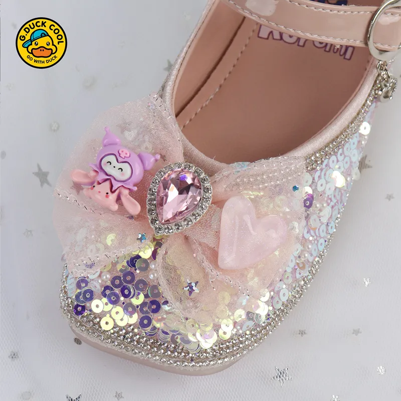 Zapatos de cristal de suela blanda para niños, bonitos zapatos de princesa con lentejuelas