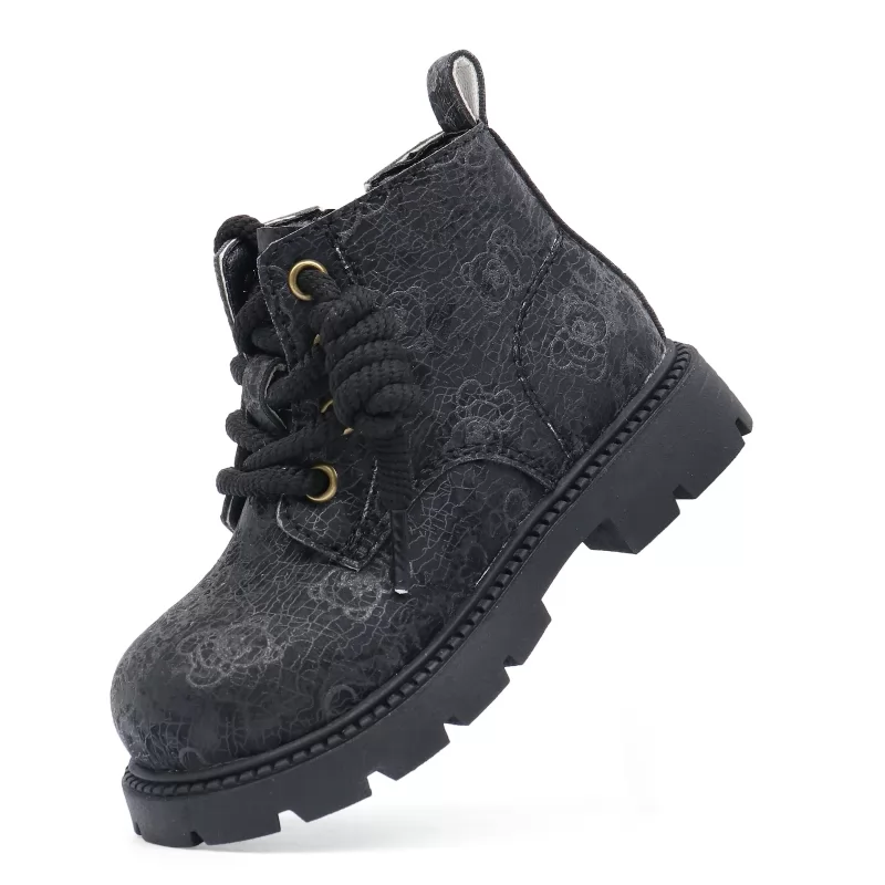 Zapatos de seguridad piel repujada Botas de trabajo suela de goma con costuras antideslizantes para niños