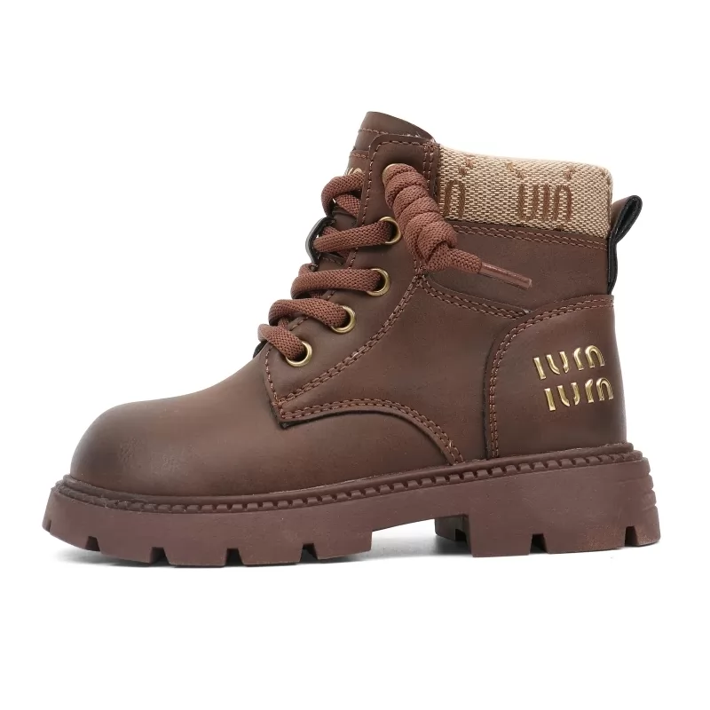Botas altas con estilo para niñas, botas de invierno informales para exteriores con punta redonda y punta redonda