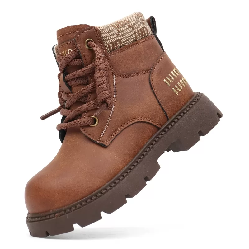Botas altas con estilo para niñas, botas de invierno informales para exteriores con punta redonda y punta redonda