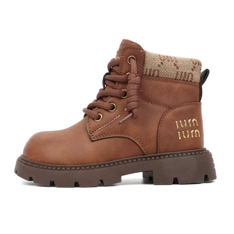 Botas altas con estilo para niñas, botas de invierno informales para exteriores con punta redonda y punta redonda