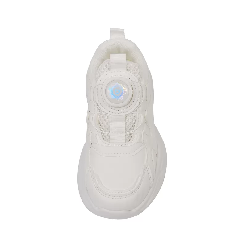 Venta al por mayor de zapatos casuales personalizados para niños, zapatillas de deporte transpirables a la moda con cojín para niñas y niños, zapatos deportivos blancos para niños
