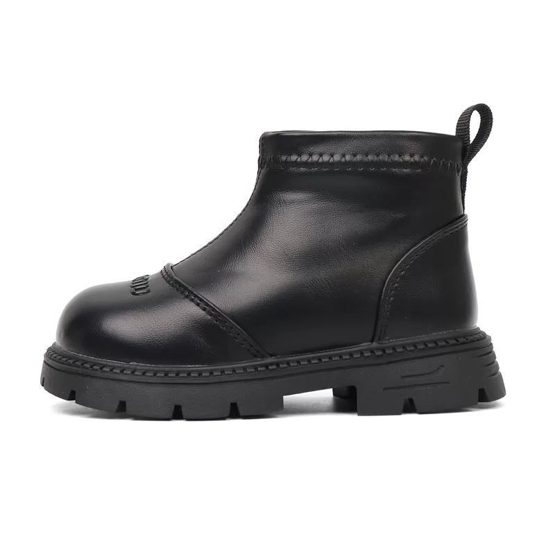 Botas con cremallera, zapatos de cuero genuino con personalidad, costuras antideslizantes, suela de goma, botas de trabajo para niños