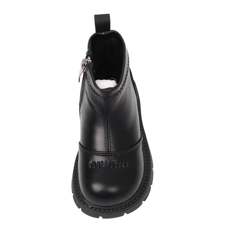Botas con cremallera, zapatos de cuero genuino con personalidad, costuras antideslizantes, suela de goma, botas de trabajo para niños