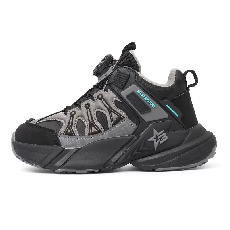 Zapatillas deportivas de alta calidad para niños, venta al por mayor, zapatos de senderismo de montaña de malla negra para niños