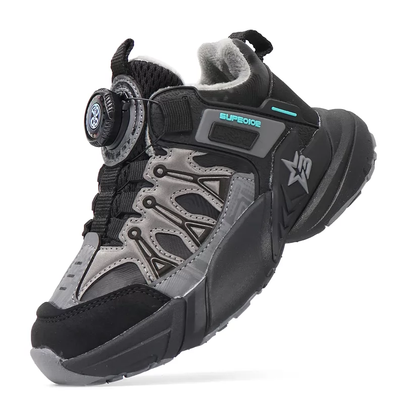 Zapatillas deportivas de alta calidad para niños, venta al por mayor, zapatos de senderismo de montaña de malla negra para niños