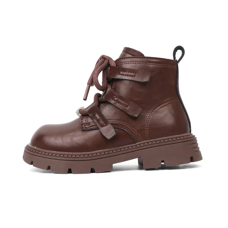 Botas de desierto al por mayor, zapatos de seguridad de cuero para niños, suela de goma, zapatos transpirables con botones para ocio, botas
