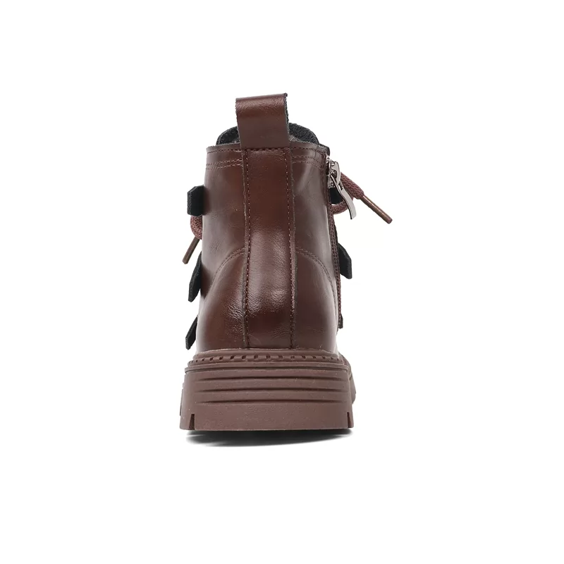 Botas de desierto al por mayor, zapatos de seguridad de cuero para niños, suela de goma, zapatos transpirables con botones para ocio, botas