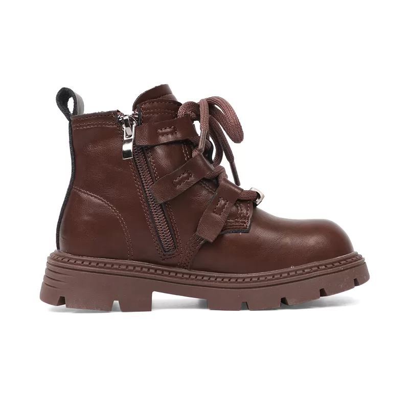 Botas de desierto al por mayor, zapatos de seguridad de cuero para niños, suela de goma, zapatos transpirables con botones para ocio, botas