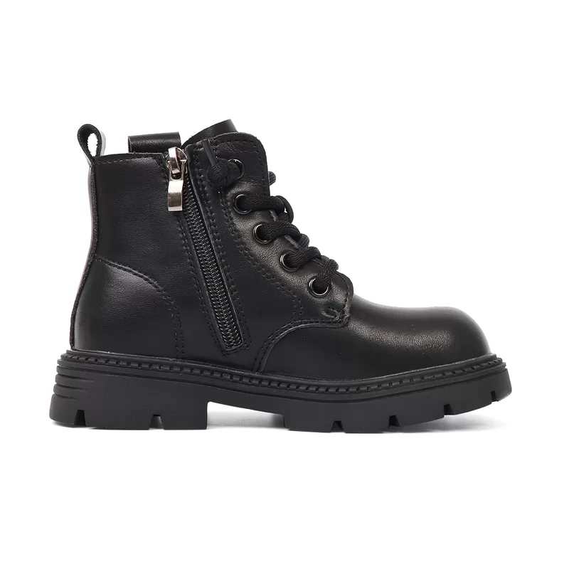 Botas cortas cálidas de felpa de invierno para niños, botas de cuero impermeables para niños, venta al por mayor