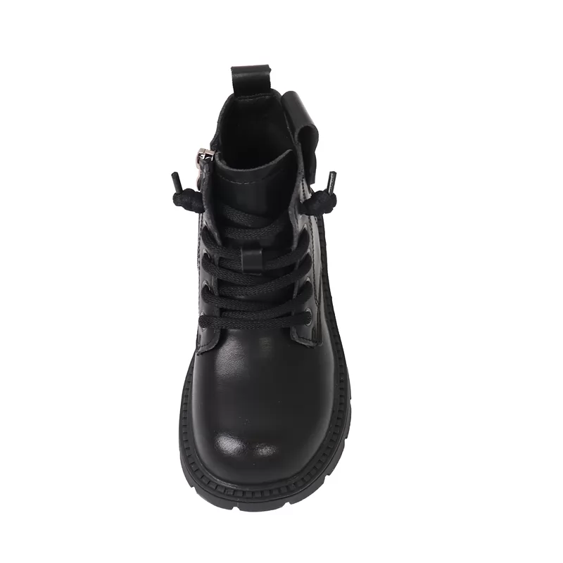 Botas cortas cálidas de felpa de invierno para niños, botas de cuero impermeables para niños, venta al por mayor