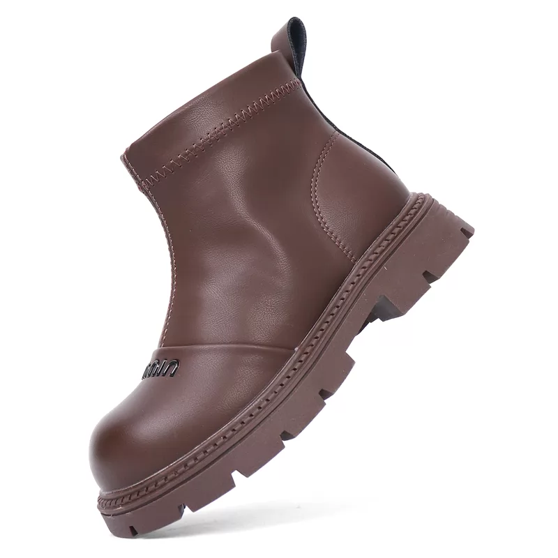 Nuevas botas de invierno con estilo para niños, venta al por mayor, botas de cuero para exteriores para niñas, botas informales antideslizantes de corte alto de calidad para niños