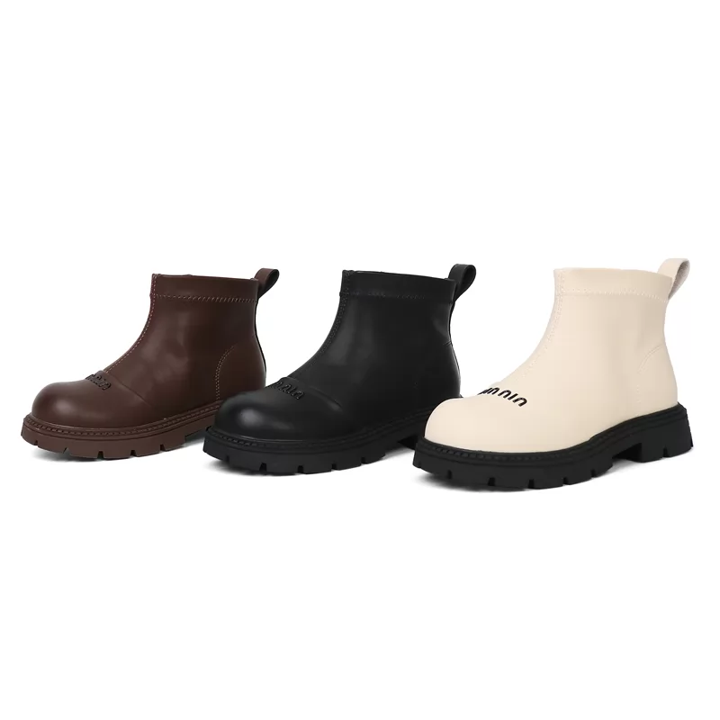 Nuevas botas de invierno con estilo para niños, venta al por mayor, botas de cuero para exteriores para niñas, botas informales antideslizantes de corte alto de calidad para niños