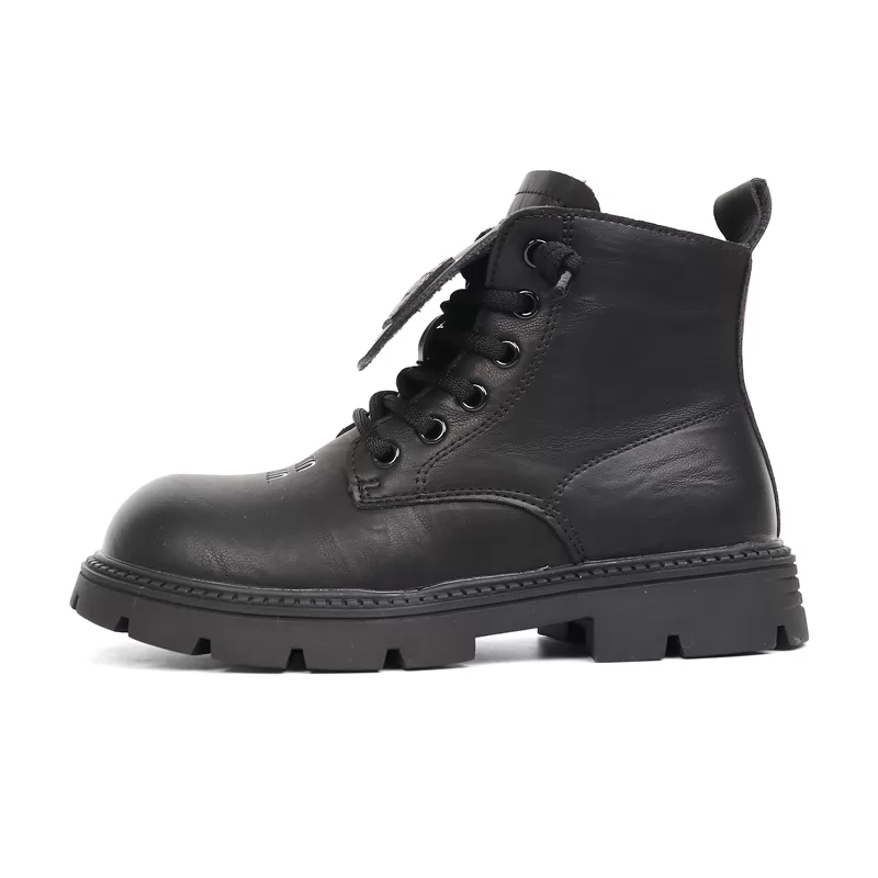 Botas de invierno con estilo para niños, venta al por mayor de fábrica, botas de cuero para exteriores para niñas, botas informales antideslizantes de corte alto de calidad para niños